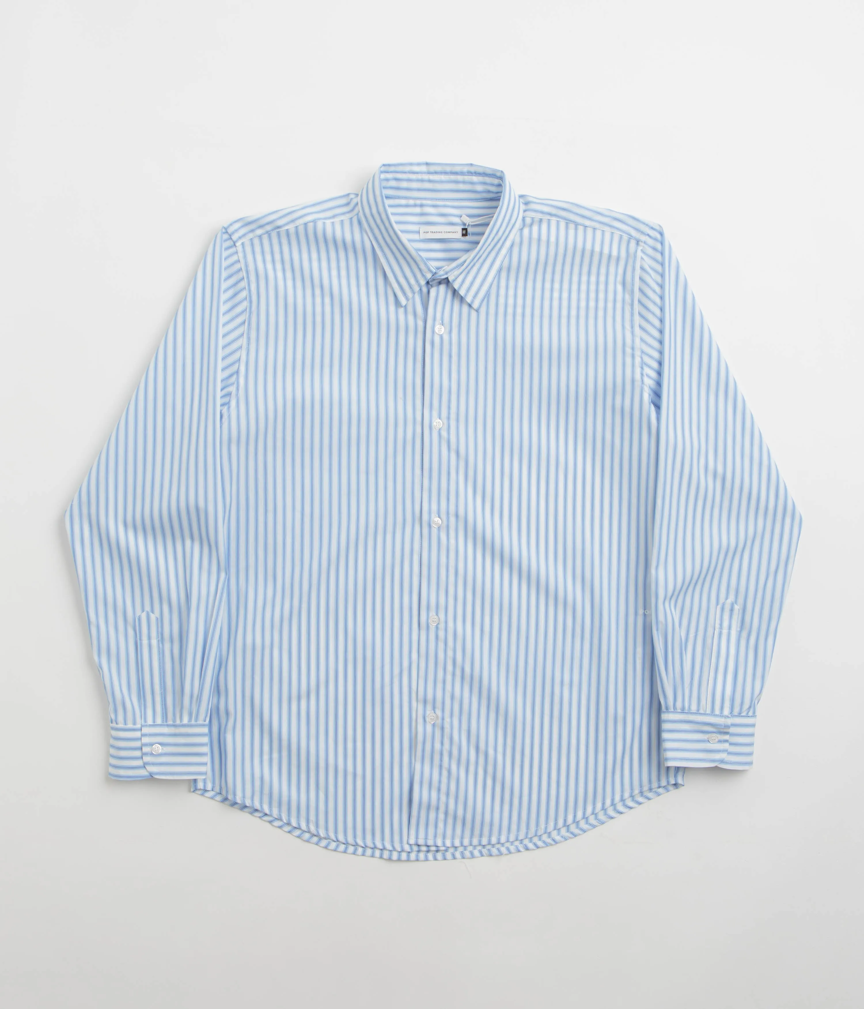 Pop Trading Company Striped Logo Shirt - White Road Trip Ready