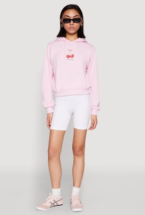 Iris Very Cherry Graphic Print Hoodie Sports related Woolen