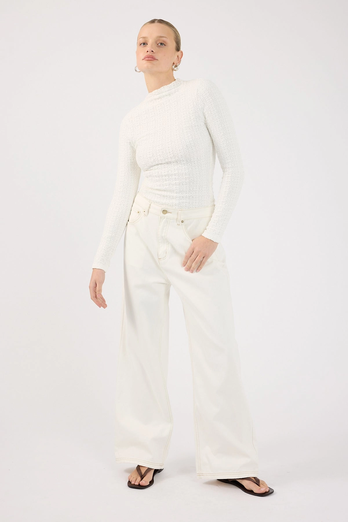 Popular Choice Perfect Stranger Indiana Lace Long Sleeve Top White