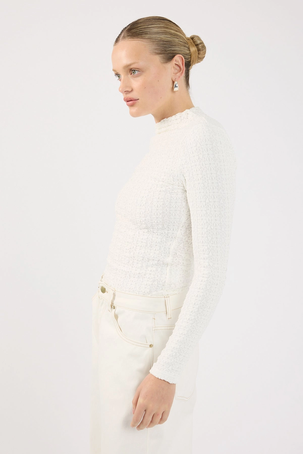 Perfect Stranger Indiana Lace Long Sleeve Top White Cleaning