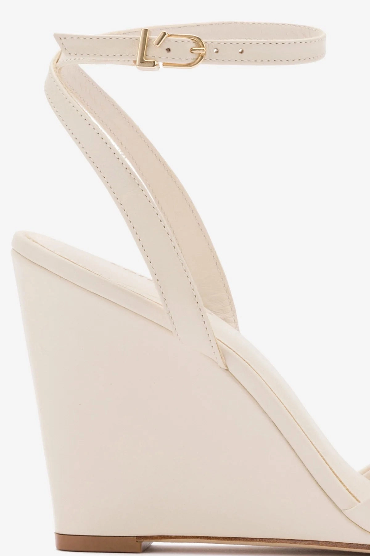 Yves Wedge In Ivory Leather portable Summer Ready Shoes