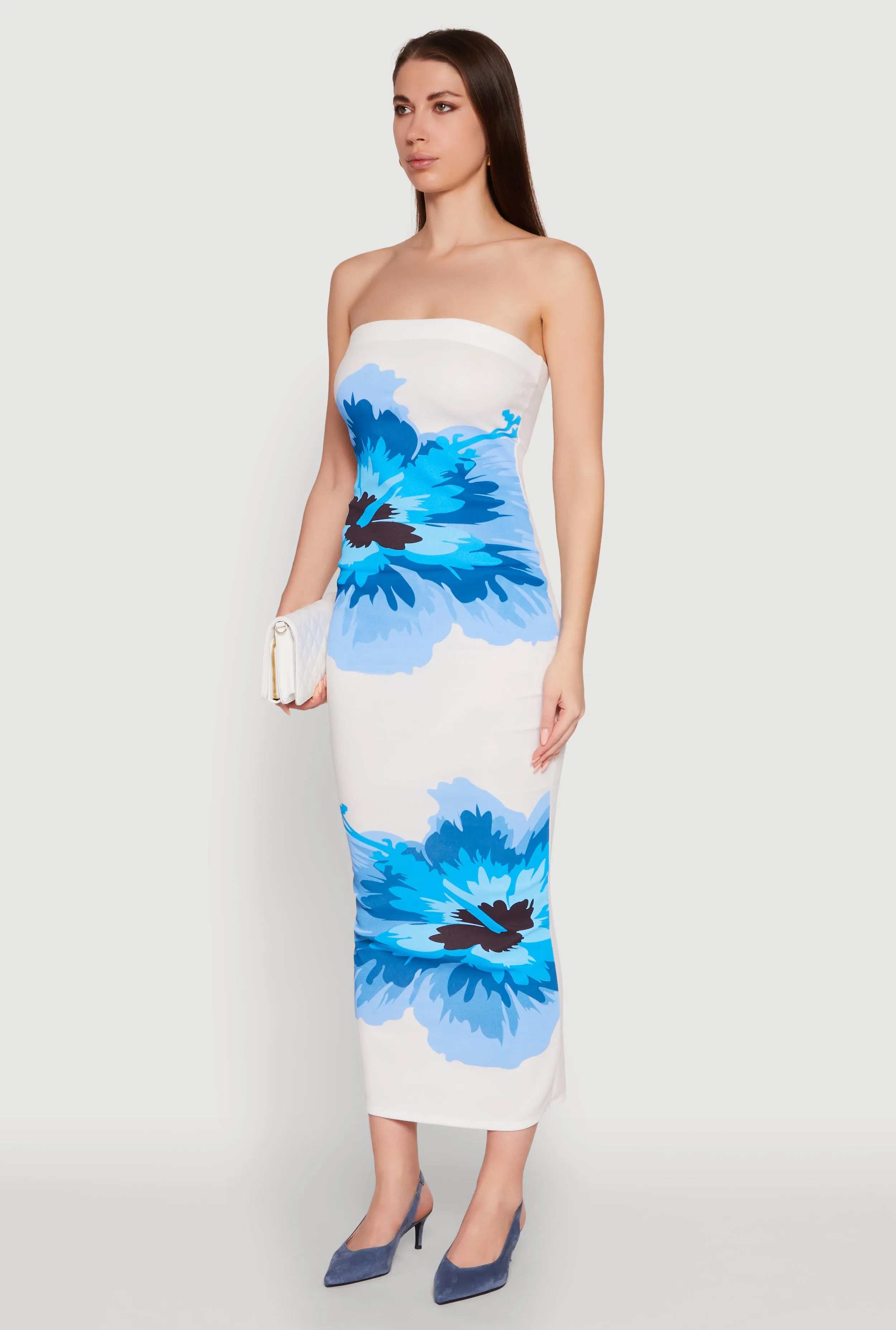 Floral Print Midi Tube Dress Smart Design Perfect Mood