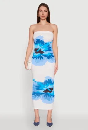 Smooth Motion Minimal Harmony Floral Print Midi Tube Dress