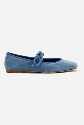 Flexible Strap Verona Ballet Flat In French Blue Velvet