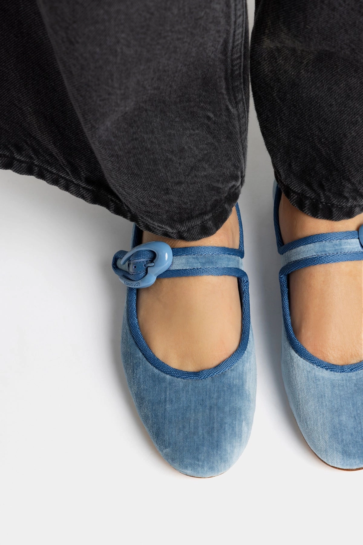 Fashion-Forward Verona Ballet Flat In French Blue Velvet
